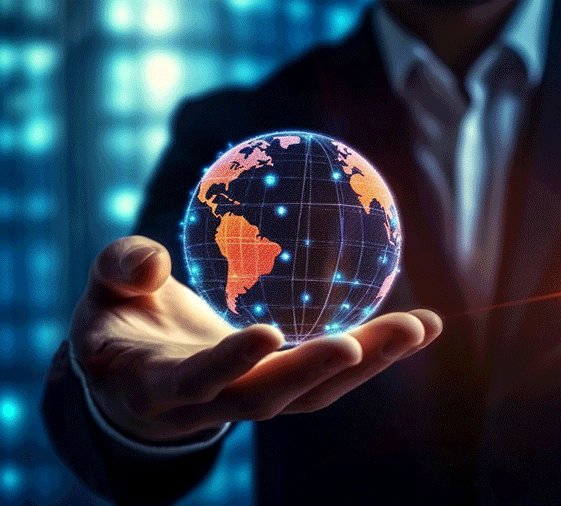 Global network map illustrating international presence